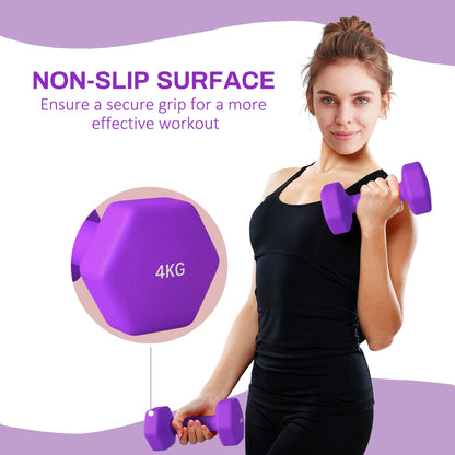 Set of 6 Dumbbells, Hexagonal Weights Pair, 2 X 3Kg, 2 X 4Kg, 2 X 5Kg - Top Beat Cart