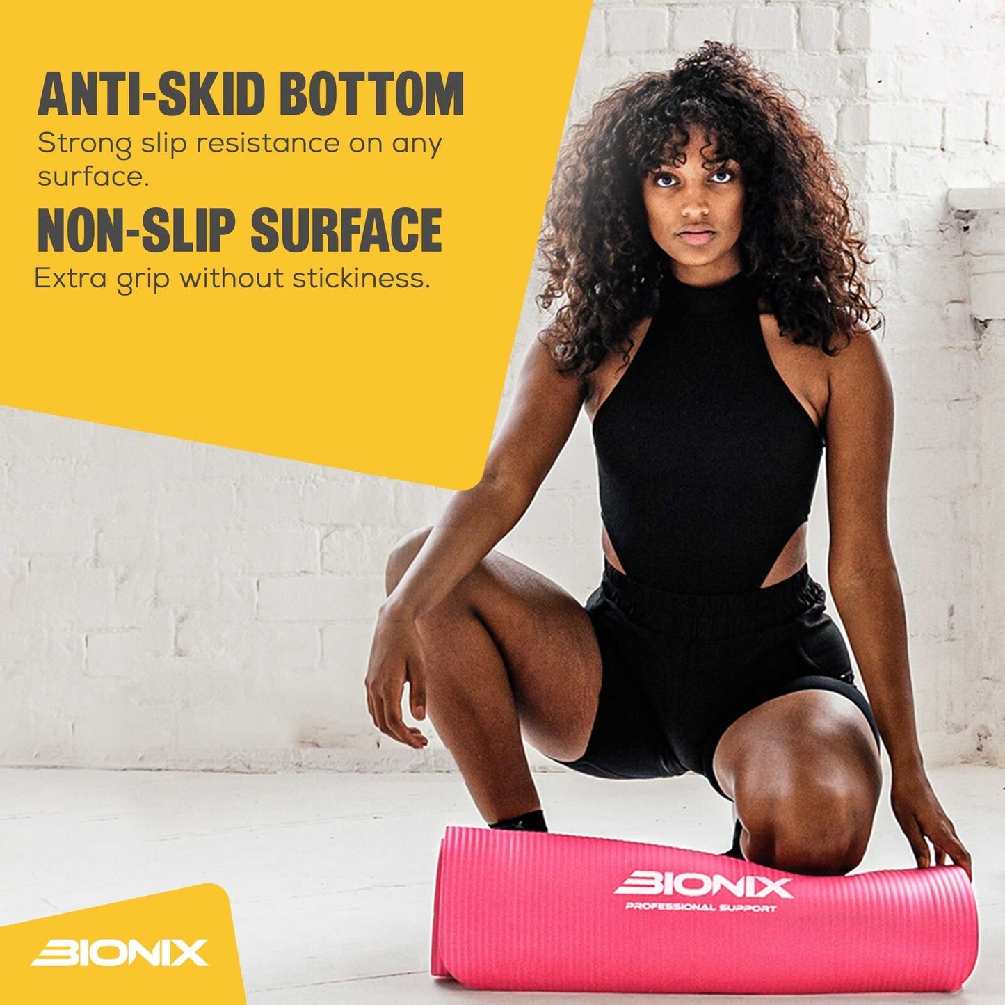 Yoga Mat Thick 10Mm Non Slip Gym Exercise Fitness Pilates Carry Strap NBR 183X62