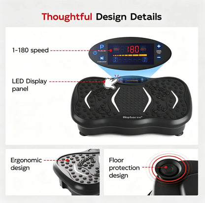 Hophorse High-Power Vibration Plate Exercise Machine Oscillating Plate 300 Lbs Weight Capacity Bluetooth Remote Control 3-In-1 Indoor Home Gym Fitness Equipment with 2 Resistance Bands