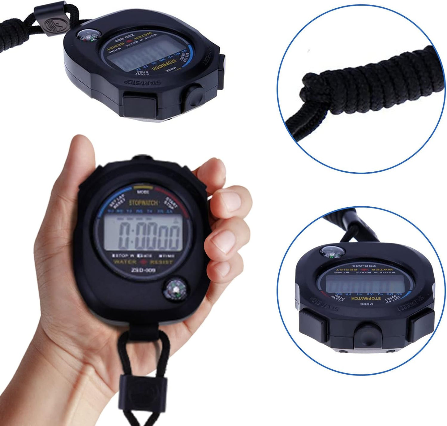 Digital Stopwatch-Sports Timer Set Multi-Function Professional Handeled Electronic Large Display (Style B)