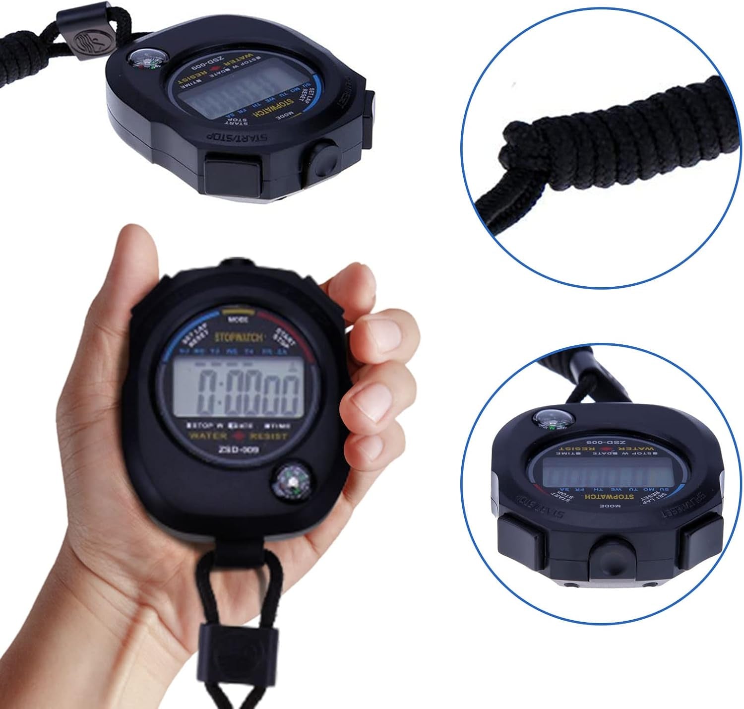 Digital Stopwatch-Sports Timer Set Multi-Function Professional Handeled Electronic Large Display (Style B)