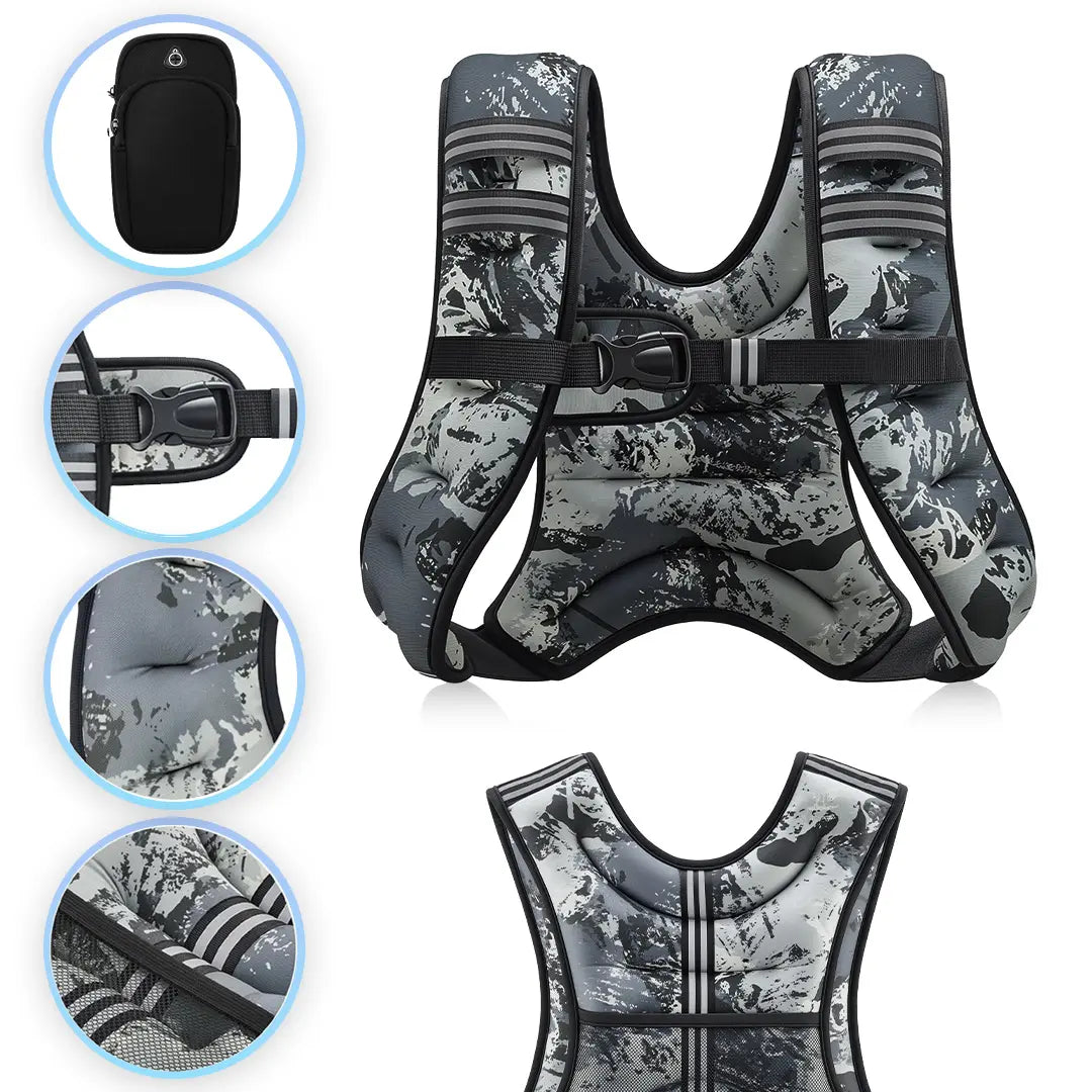 【Aprilstockup】Zelus Weighted Vests,6/8/12/16/20/25/30Lbs Weight Vest with Detachable Phone Pouch&Reflective Stripes&Adjustable Straps| Exercise Equipment & Workout Enhancer for Motivational Walking, Strength Training, Running, Rucking#Summervibes Summervi