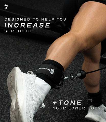 Gymreapers Ankle Straps (Pair) for Cable Machine Kickbacks, Glute Workouts, Lower Body Exercises - Adjustable Leg Straps with Neoprene Padding