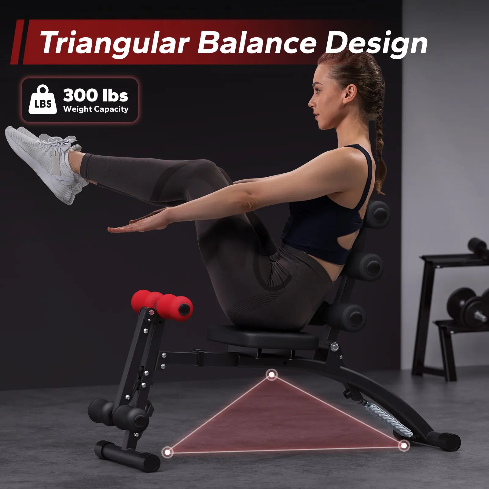 Merach Adjustable Weight Bench, Multi-Functional Full-Body Dumbbell Workouts, 300Lbs Capacity Triangular Structure, Ergonomic Padded Backrest, Exercise Machine for Home Gym Strength Training Summervibes