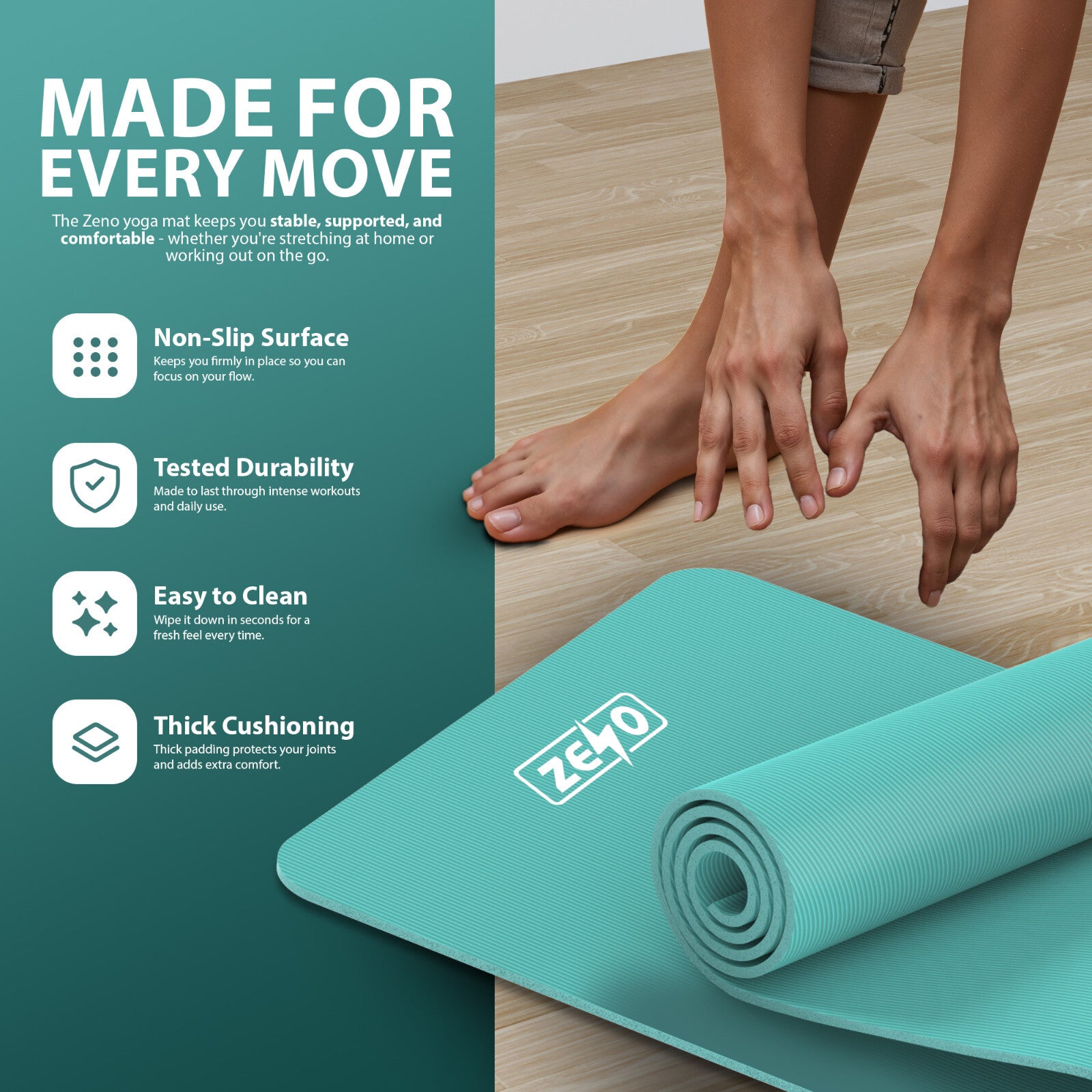 YOGA MAT 10MM THICK EXERCISE MAT GYM WORKOUT FITNESS PILATES HOME NON SLIP NBR