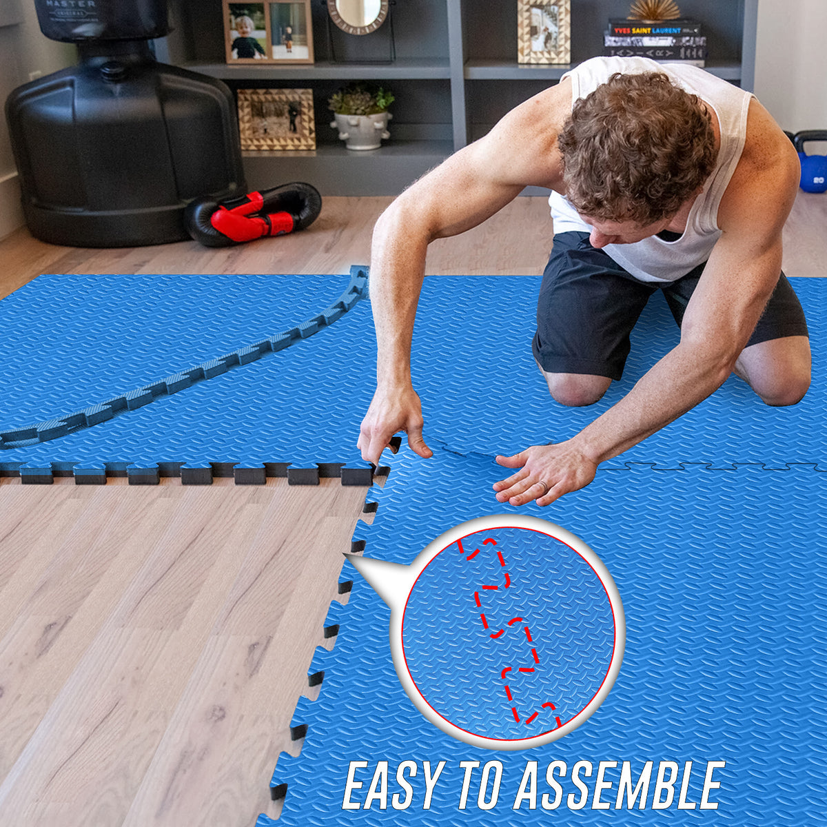 EVA INTERLOCKING FLOOR MATS SOFT FOAM GYM FLOORING MAT YOGA TILES 25 MM 60X60Cm - Top Beat Cart
