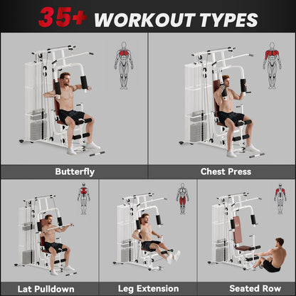 Multifunction Home Gym Weight Training Workout Station White - Top Beat Cart