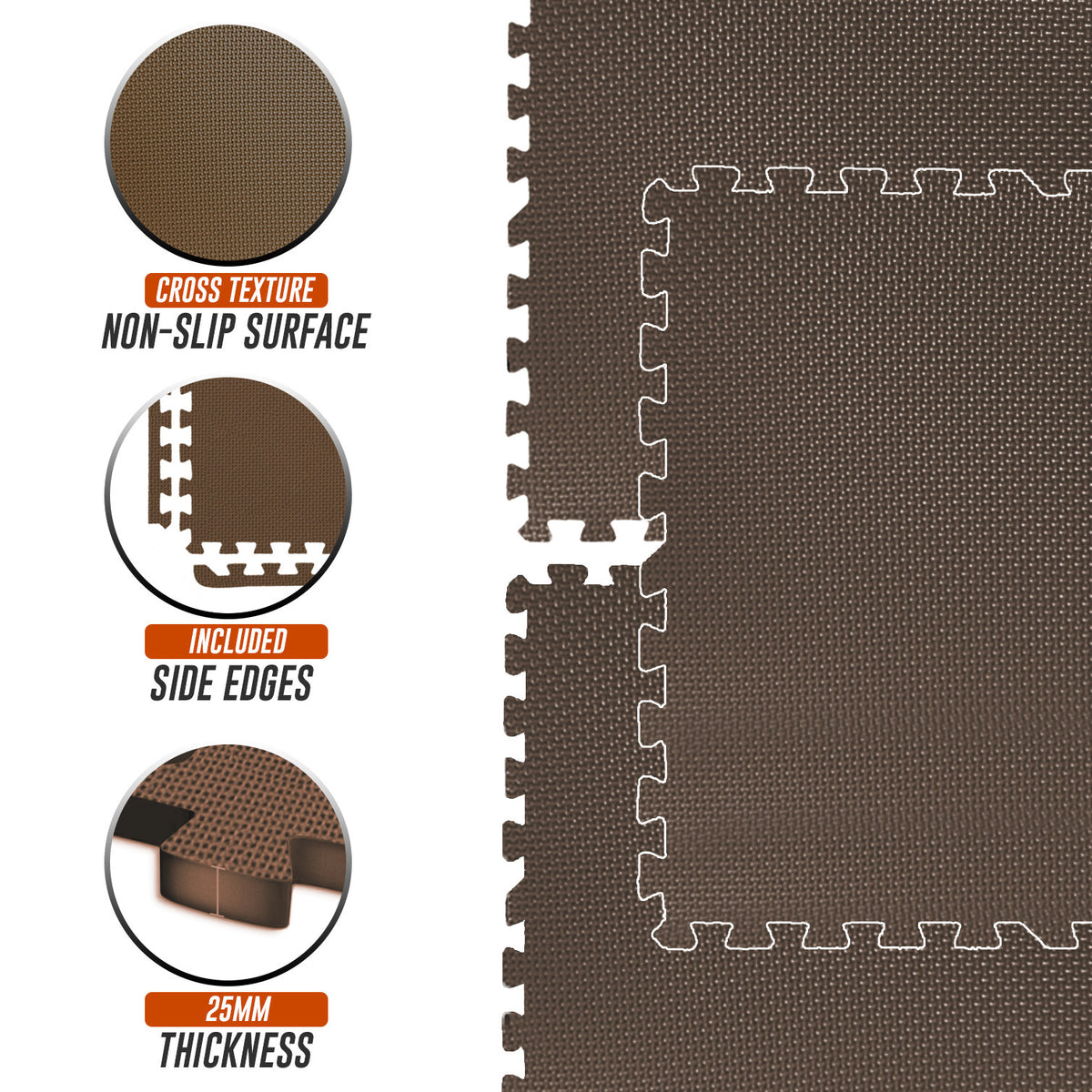 EVA INTERLOCKING FLOOR MATS SOFT FOAM GYM FLOORING MAT YOGA TILES 25 MM 60X60Cm - Top Beat Cart