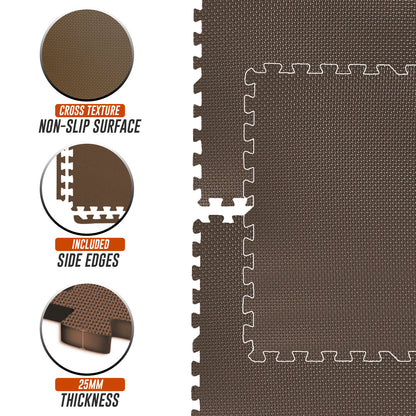 EVA INTERLOCKING FLOOR MATS SOFT FOAM GYM FLOORING MAT YOGA TILES 25 MM 60X60Cm - Top Beat Cart