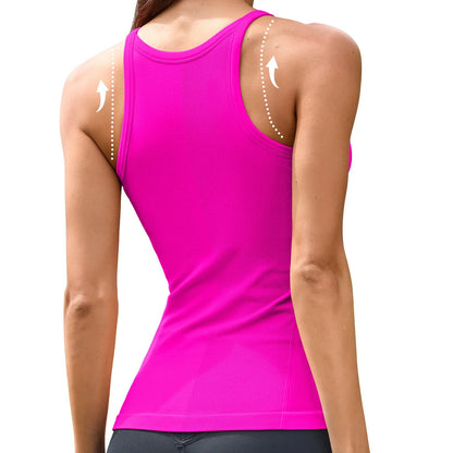 ATTRACO Women Workout Tank Tops with Built in Bra Basic Ribbed Tank Top Crew Neck Racerback Athletic Camisole Seamless