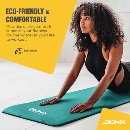 Yoga Mat Thick 10Mm Non Slip Gym Exercise Fitness Pilates Carry Strap NBR 183X62