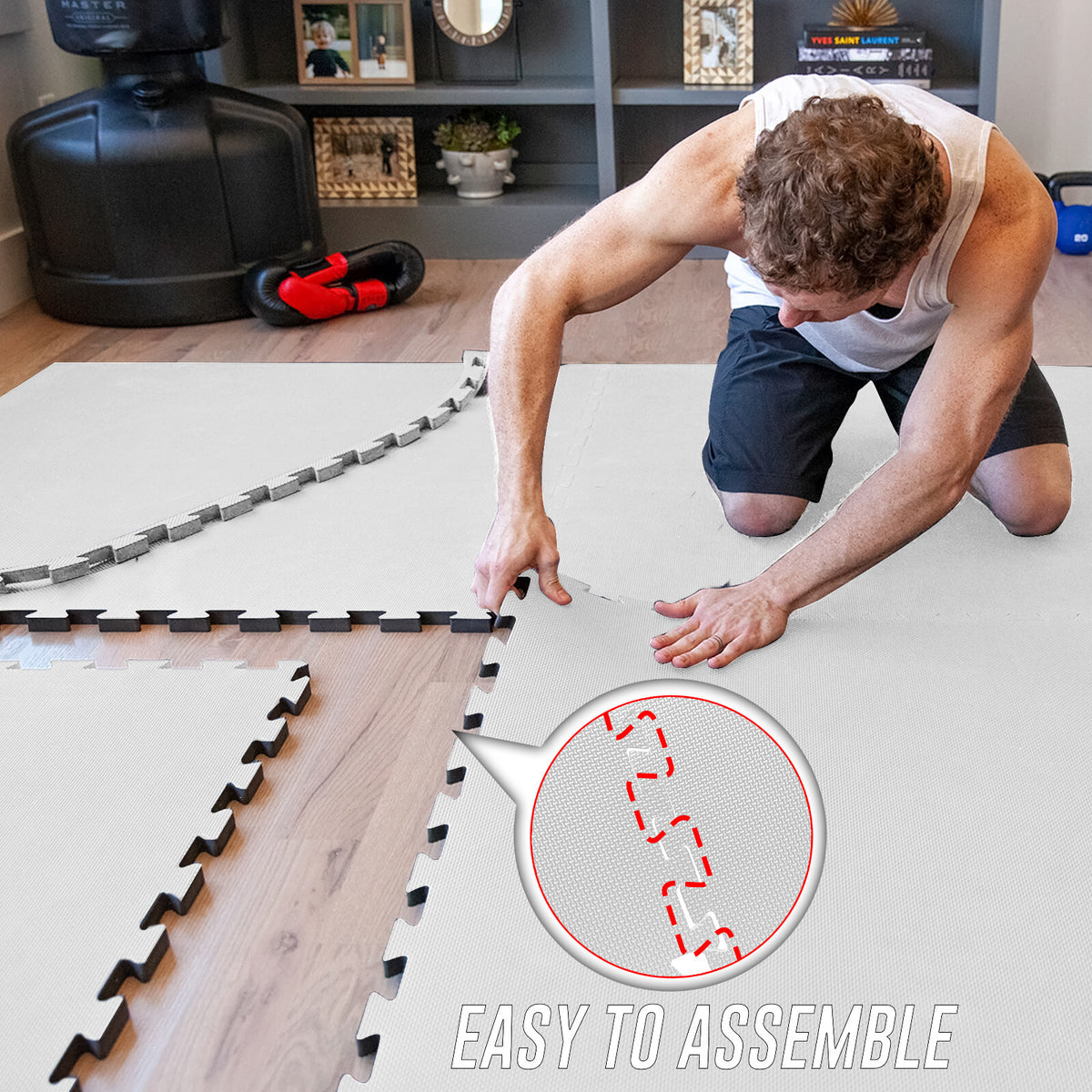 EVA INTERLOCKING FLOOR MATS SOFT FOAM GYM FLOORING MAT YOGA TILES 25 MM 60X60Cm - Top Beat Cart
