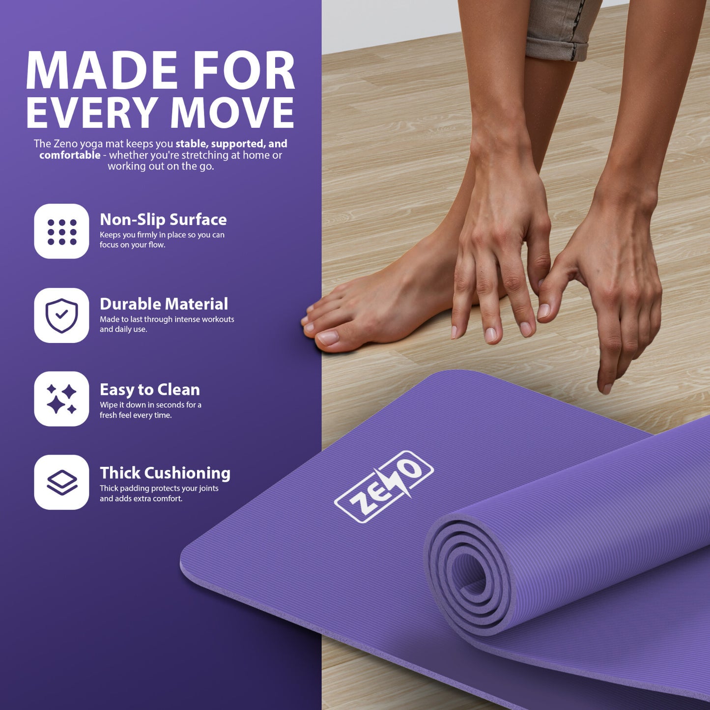 YOGA MAT 10MM THICK EXERCISE MAT GYM WORKOUT FITNESS PILATES HOME NON SLIP NBR