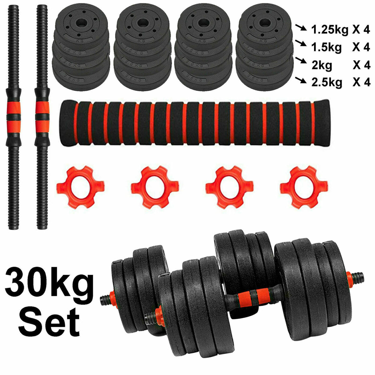 15/20/30/40 Kg Dumbbell Barbell Weight Set Pair Hand Weights Gym Fitness Workout - Top Beat Cart