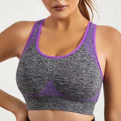 Shockproof Quick Dry Sports Crop Top Women Padded Gather Yoga Bra Push up Gym Running Seamless Workout Fitness Bra - Top Beat Cart