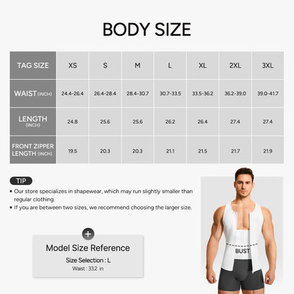 【Nebility】Men'S Waist Trainer Trimmer Compression Vest Steel Bone Support Outdoor Sport Exercise Athletic Shapewear Fitness Zipper#Summervibes