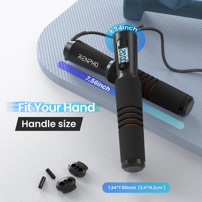 RENPHO Smart Jump Rope with APP Data Storage, Jumping Rope for Men, Women, Skipping Rope with Counter, Home Workout Equipment Gym Gifts Spring Glow Up