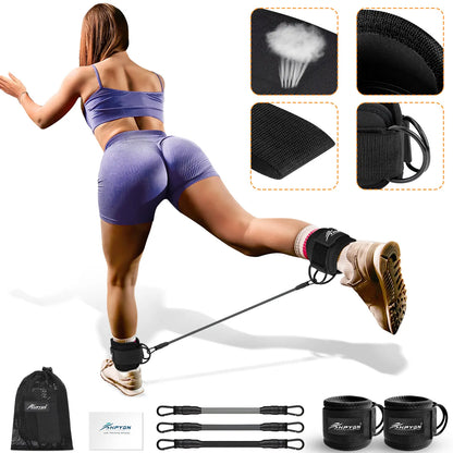 HPYGN Ankle Resistance Bands, Ankle Bands for Working Out with Cuffs, Resistance Bands for Leg Butt Training Workout Equipment for Kickbacks Hip Gluteus Training Exercises, Ankle Strap with Exercise Bands