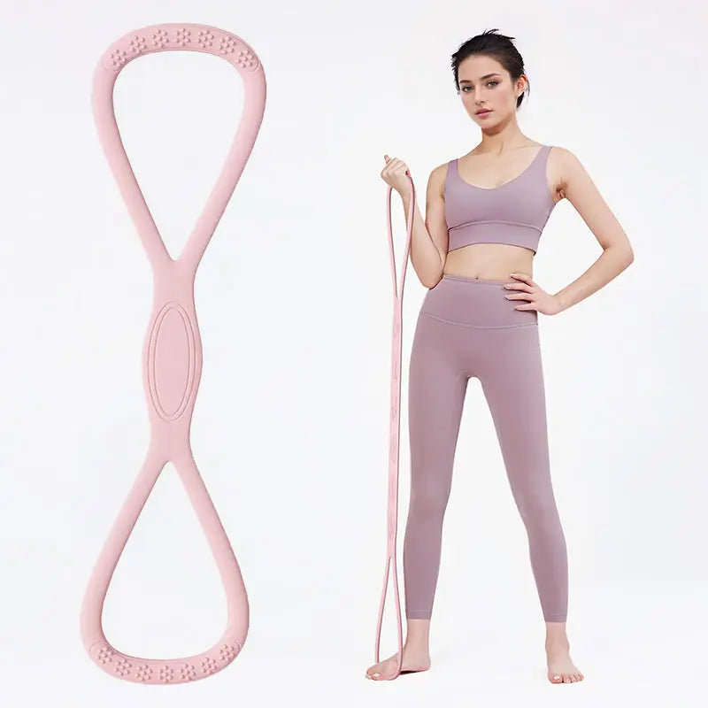 YICF Portable Figure-8 Resistance Band, Unisex Fitness Equipment for On-The-Go Workouts. Silicone Elastic Band, Suitable for Gyms, Yoga, and Pilates. Ideal for Home Workouts and Travel. Tiktokshopspringglowup