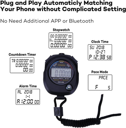 Digital Stopwatch-Sports Timer Set Multi-Function Professional Handeled Electronic Large Display (Style B)