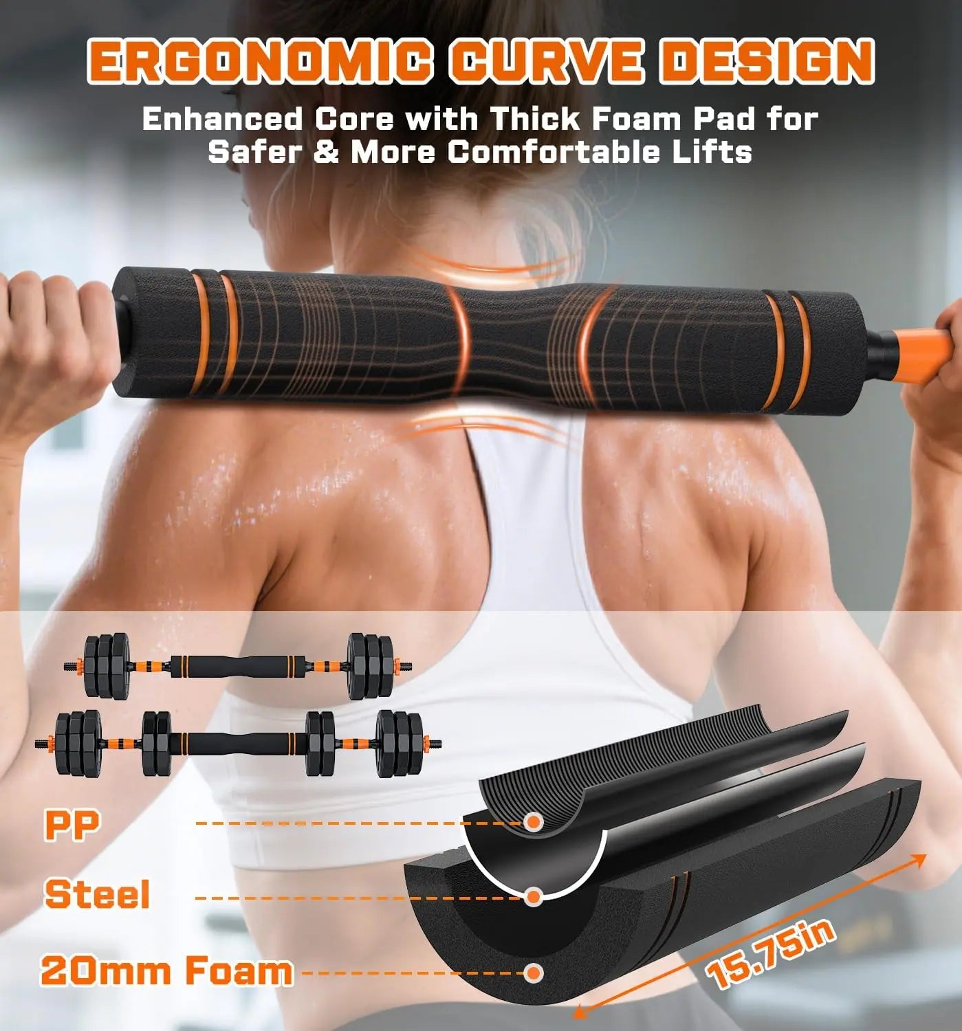 Adjustable Dumbbell Set, 44/66/88 Lbs Weight Set Use as Dumbbell, Barbell, Kettlebell and Push-Up Pesas Para Ejercicios En Casa, Christmas Gift Idea Msulti-Functional Fitness Exercise Equipment for Home Gym，