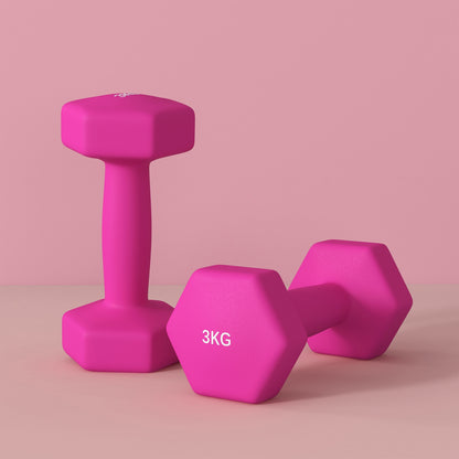 Set of 6 Dumbbells, Hexagonal Weights Pair, 2 X 3Kg, 2 X 4Kg, 2 X 5Kg - Top Beat Cart