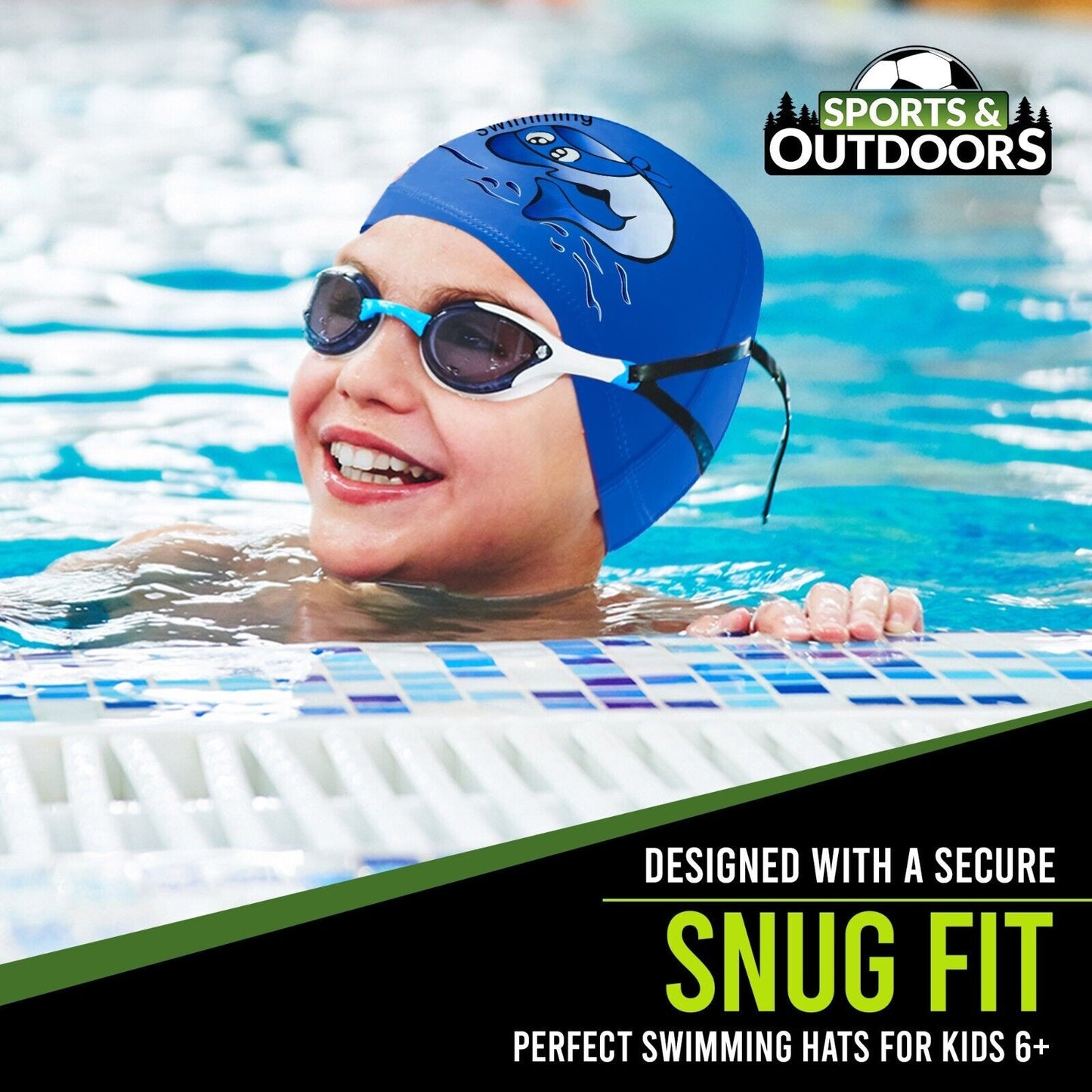 Kids Swimming Cap | Girls Boys Unisex Swim Pool Hat Waterproof Silicone Durable