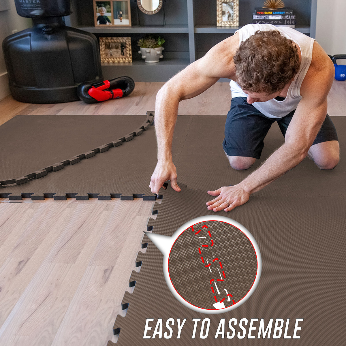 EVA INTERLOCKING FLOOR MATS SOFT FOAM GYM FLOORING MAT YOGA TILES 25 MM 60X60Cm - Top Beat Cart
