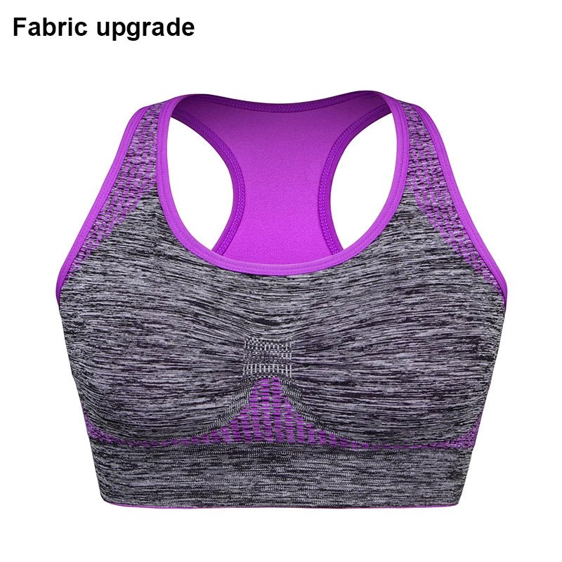 Shockproof Quick Dry Sports Crop Top Women Padded Gather Yoga Bra Push up Gym Running Seamless Workout Fitness Bra - Top Beat Cart