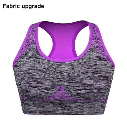 Shockproof Quick Dry Sports Crop Top Women Padded Gather Yoga Bra Push up Gym Running Seamless Workout Fitness Bra - Top Beat Cart