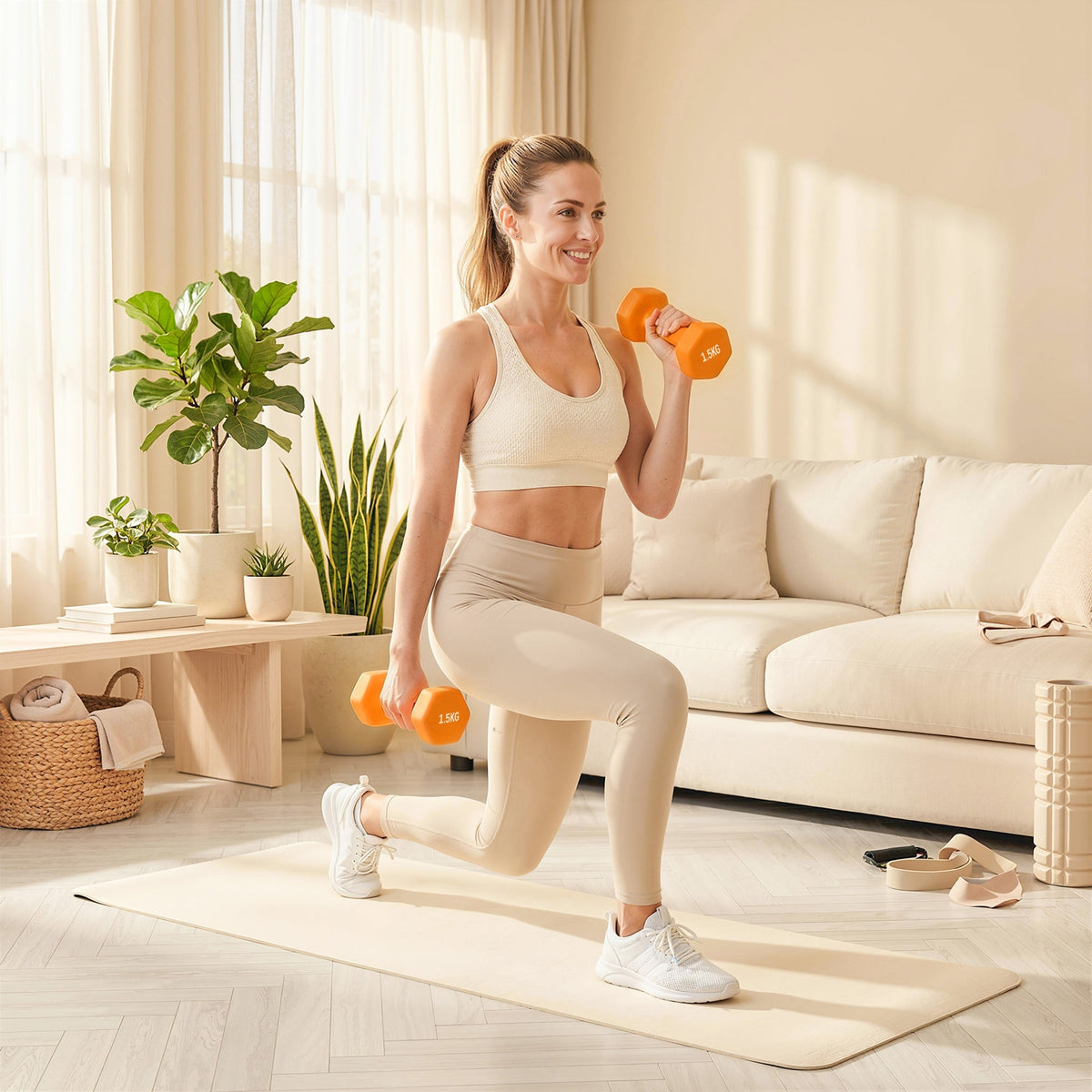 Set of 6 Dumbbells, Hexagonal Weights Pair, 2 X 3Kg, 2 X 4Kg, 2 X 5Kg - Top Beat Cart