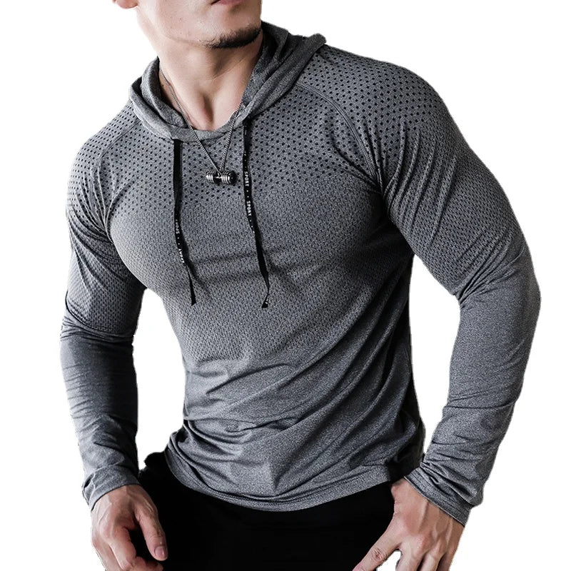 Mens Fitness Tracksuit Running Sport Hoodie Gym Joggers Hooded Outdoor Workout Shirts Tops Clothing Muscle Training Sweatshirt - Top Beat Cart