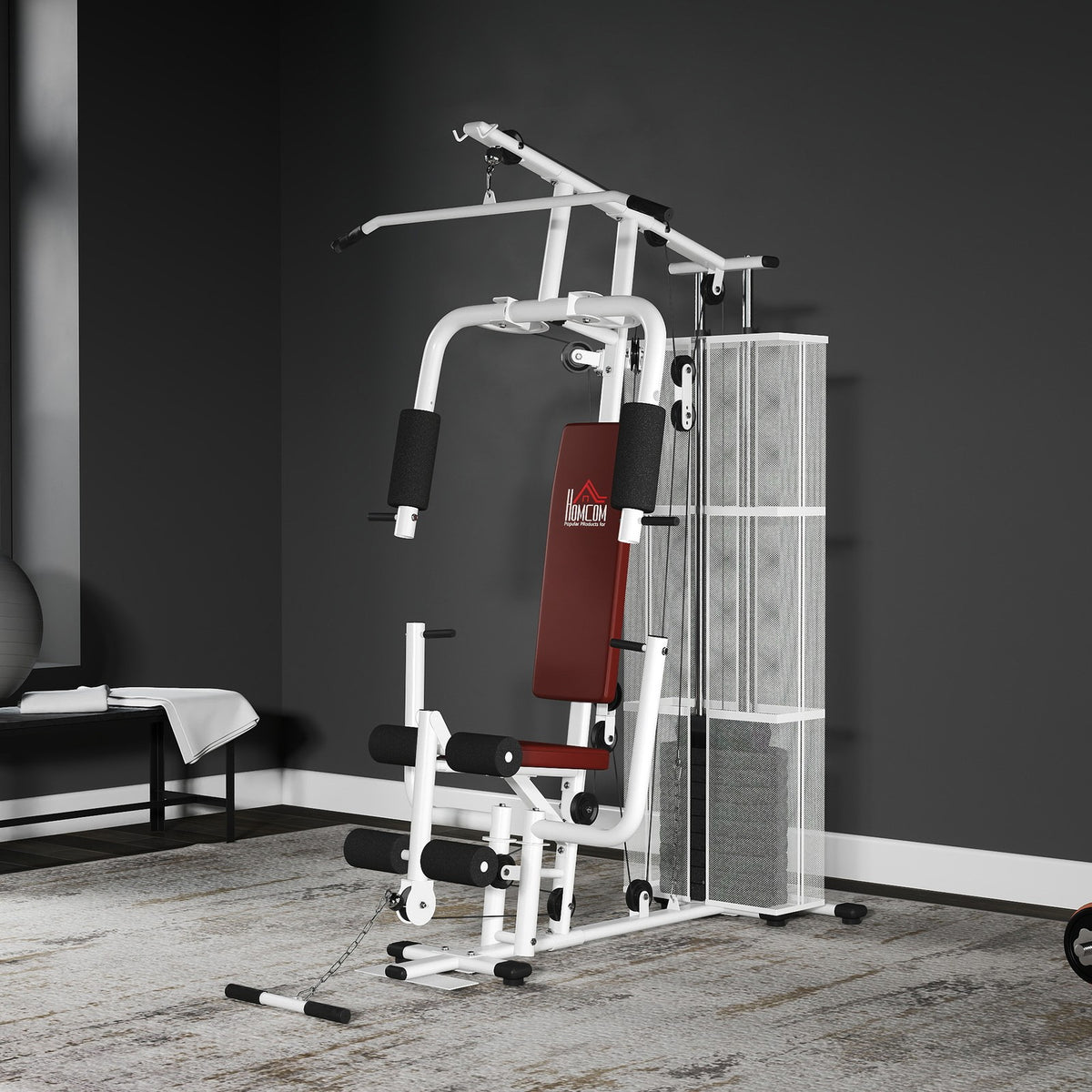 Multifunction Home Gym Weight Training Workout Station White - Top Beat Cart