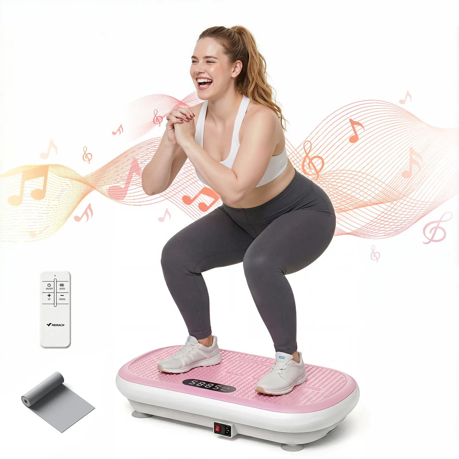 Merach High-Power Vibration Plate Exercise Machine,440Lbs Weight Capacity, Bluetooth Remote Control, 4 Workout Modes for Home Gym Fitness Equipment Summervibes