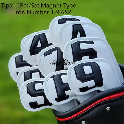 10Pcs Magnetic Golf Iron Wedge High-End Golf Iron Head Cover Iron Head Cover Cover 3-9 ASP 10Pcs 6 Colors Golf Accessories
