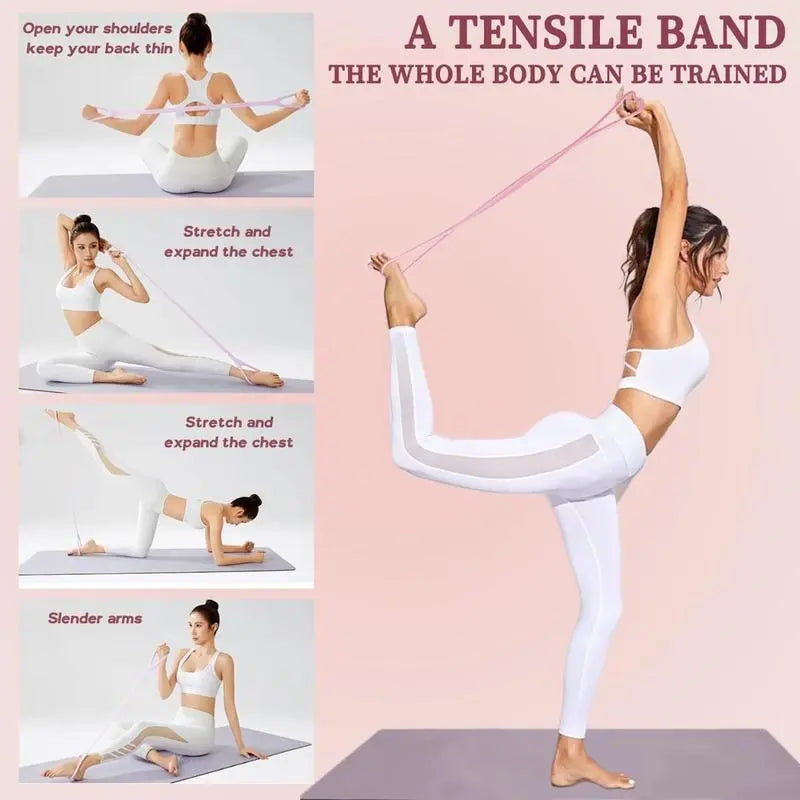 YICF Portable Figure-8 Resistance Band, Unisex Fitness Equipment for On-The-Go Workouts. Silicone Elastic Band, Suitable for Gyms, Yoga, and Pilates. Ideal for Home Workouts and Travel. Tiktokshopspringglowup
