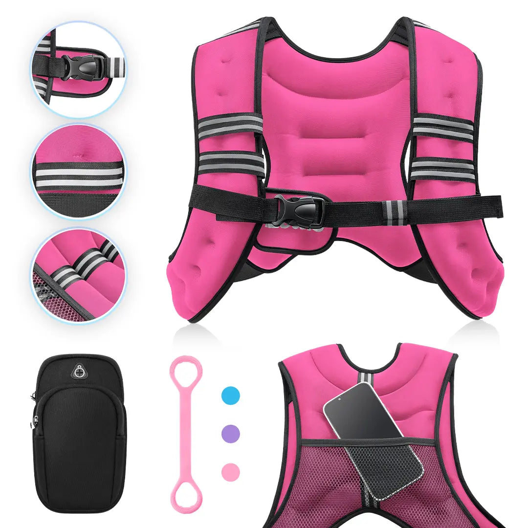 【Aprilstockup】Zelus Weighted Vests,6/8/12/16/20/25/30Lbs Weight Vest with Detachable Phone Pouch&Reflective Stripes&Adjustable Straps| Exercise Equipment & Workout Enhancer for Motivational Walking, Strength Training, Running, Rucking#Summervibes Summervi