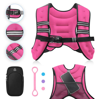【Aprilstockup】Zelus Weighted Vests,6/8/12/16/20/25/30Lbs Weight Vest with Detachable Phone Pouch&Reflective Stripes&Adjustable Straps| Exercise Equipment & Workout Enhancer for Motivational Walking, Strength Training, Running, Rucking#Summervibes Summervi