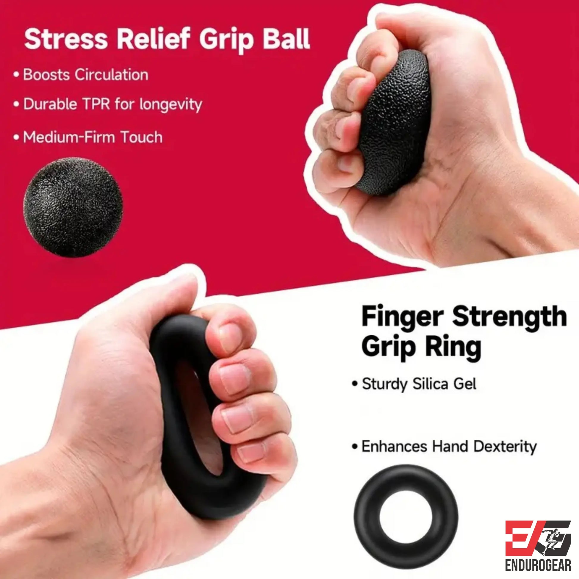 E.G Hand Grip Strengthener Kit - Adjustable Resistance Gripper, Finger Exerciser, Stress Ball & Forearm Trainer 5-In-1 Set for Comprehensive Workout & Rehabilitation
