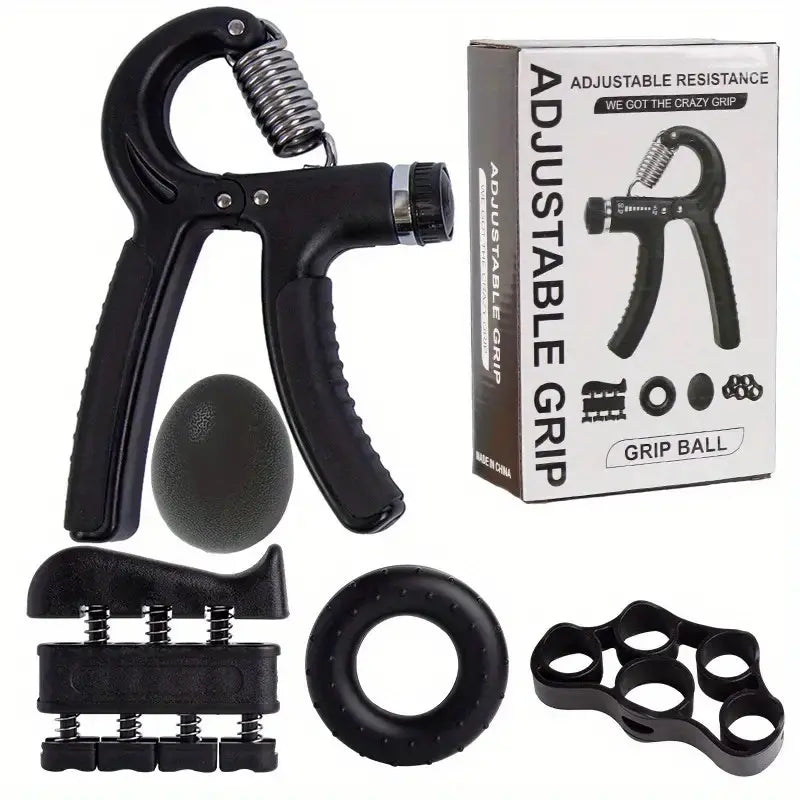 E.G Hand Grip Strengthener Kit - Adjustable Resistance Gripper, Finger Exerciser, Stress Ball & Forearm Trainer 5-In-1 Set for Comprehensive Workout & Rehabilitation
