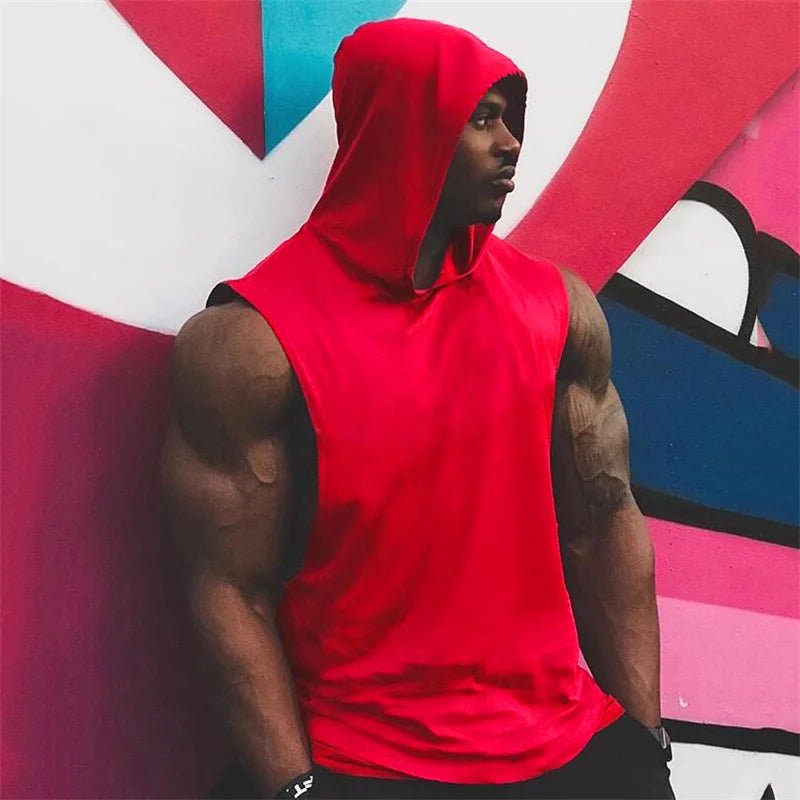 Bodybuilding Stringer Hoodies Gym Sleeveless Hooded Fitness Tank Tops Mens Running Sport Clothing Cotton Breathable Cool Shirt - Top Beat Cart
