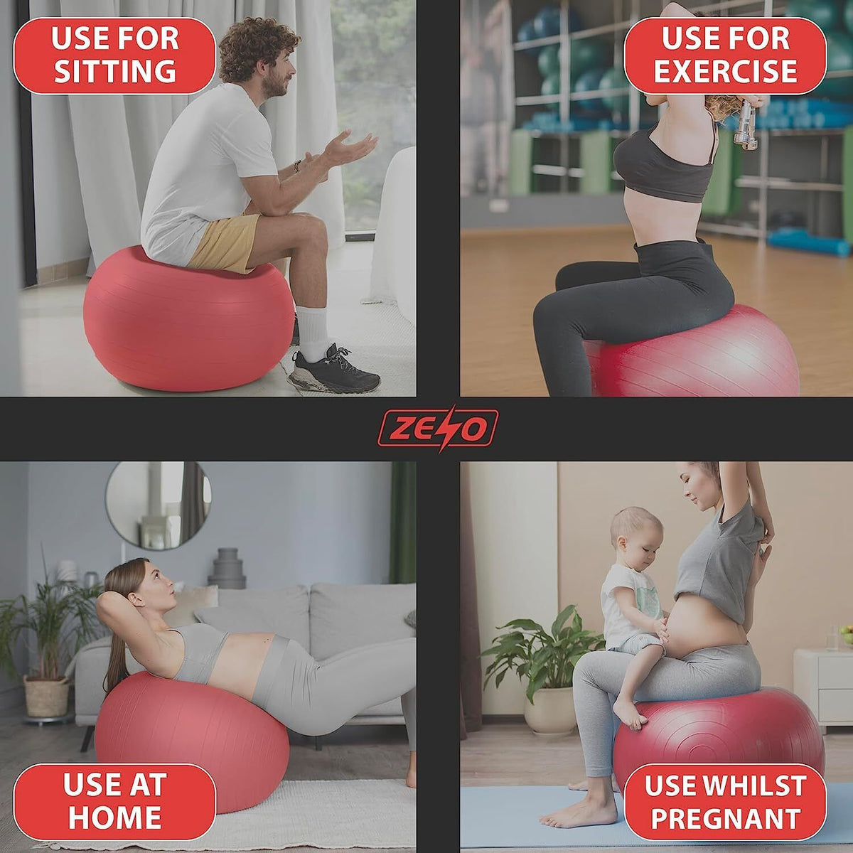 EXERCISE GYM BALL SWISS PILATES YOGA CORE TRAINING PREGNANCY BIRTHING ANTI-BURST - Top Beat Cart