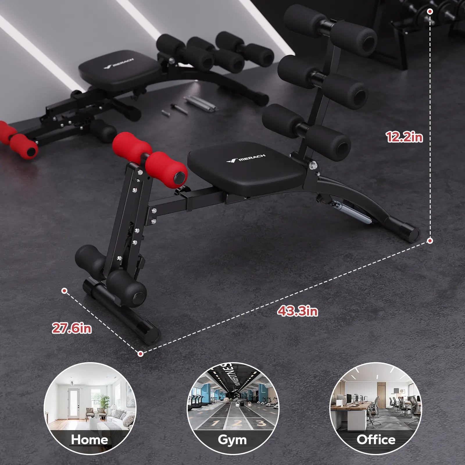 Merach Adjustable Weight Bench, Multi-Functional Full-Body Dumbbell Workouts, 300Lbs Capacity Triangular Structure, Ergonomic Padded Backrest, Exercise Machine for Home Gym Strength Training Summervibes