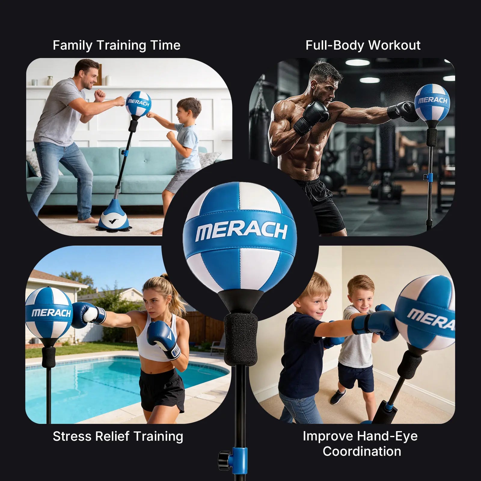 Merach Boxing Bag Punching Bag with Stand Height Adjustable - Speed Bag for Training, Boxing Equipment, Stress Relief & Fitness Boxing Equipment Summervibes
