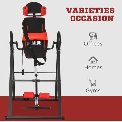 HOMCOM Adjustable Gravity Inversion Table with Safety Belt, Red - Top Beat Cart