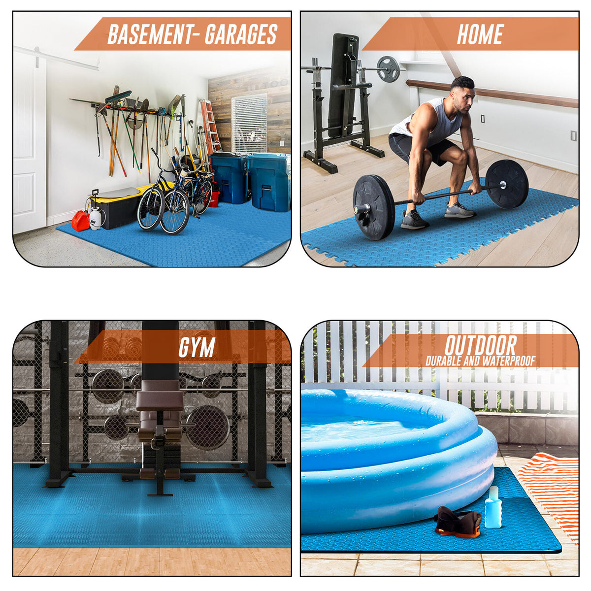 EVA INTERLOCKING FLOOR MATS SOFT FOAM GYM FLOORING MAT YOGA TILES 25 MM 60X60Cm - Top Beat Cart