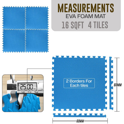 EVA INTERLOCKING FLOOR MATS SOFT FOAM GYM FLOORING MAT YOGA TILES 25 MM 60X60Cm - Top Beat Cart
