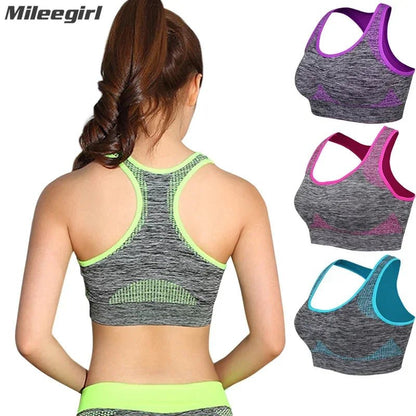 Shockproof Quick Dry Sports Crop Top Women Padded Gather Yoga Bra Push up Gym Running Seamless Workout Fitness Bra - Top Beat Cart