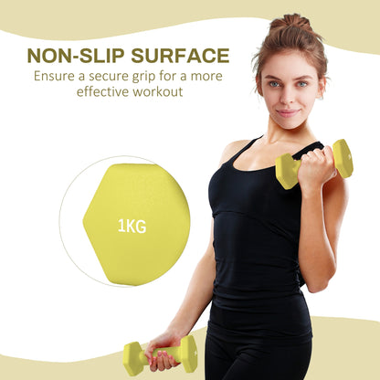 Set of 6 Dumbbells, Hexagonal Weights Pair, 2 X 3Kg, 2 X 4Kg, 2 X 5Kg - Top Beat Cart