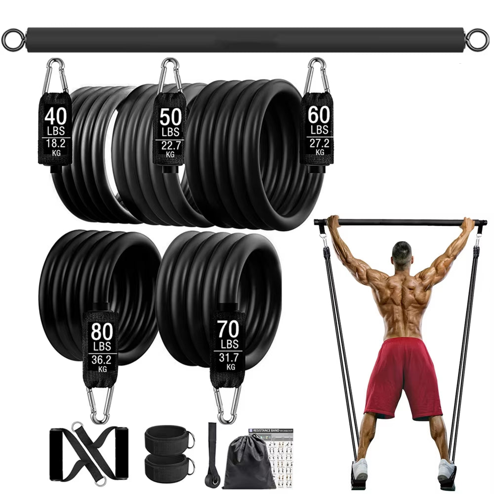 300Lb Fitness Booty Resistance Elastic Band Workout for Training Home Exercise Sport Gym Dumbbell Harness Set Expander Equipment - Top Beat Cart